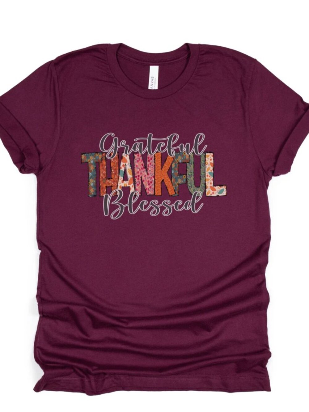 Grateful Thankful Blessed Patterns - Unisex Crew-Neck Tee